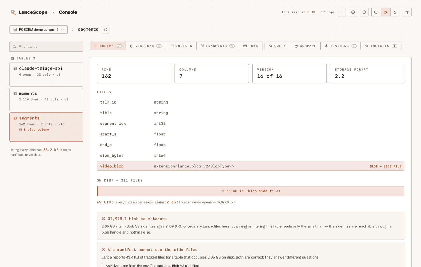 LanceScope: A Workbench for Reading LanceDB Datasets